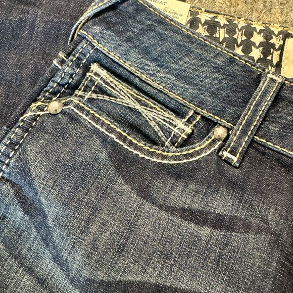 Ariat Blue Boot Cut Jeans with Vintage Fading - Picture 3 of 6